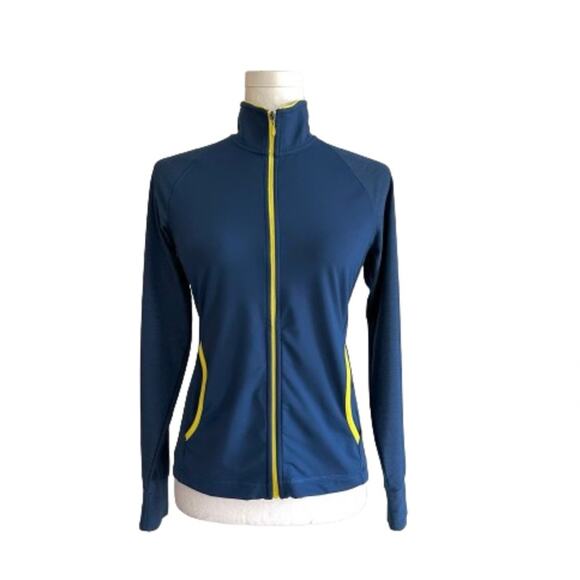 Slazenger Blue Yellow Trim Zip Front Pockets Golf Active Workout Jacket Size XS - Picture 1 of 13
